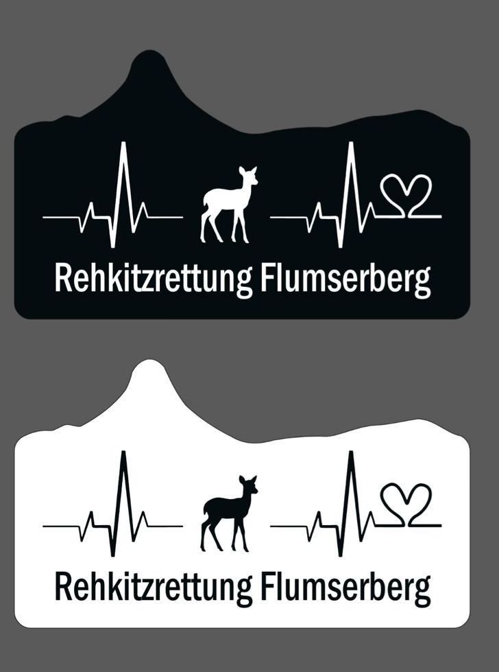 Rehkitzrettung Flumserberg Sticker — Variante Schwarz und Weiss